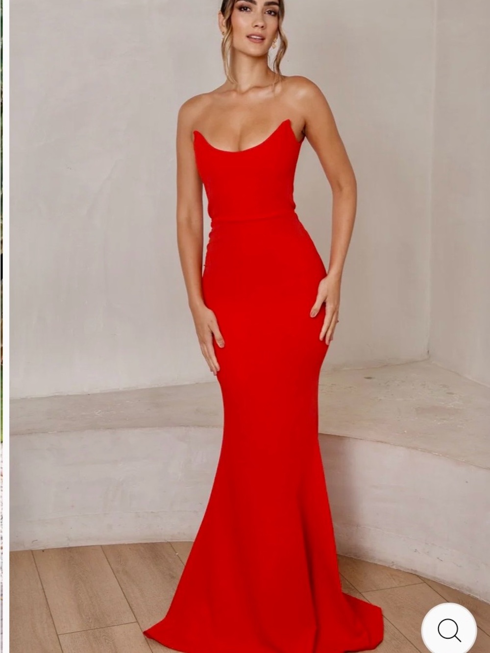 Strapless Red Fitted Evening Gown